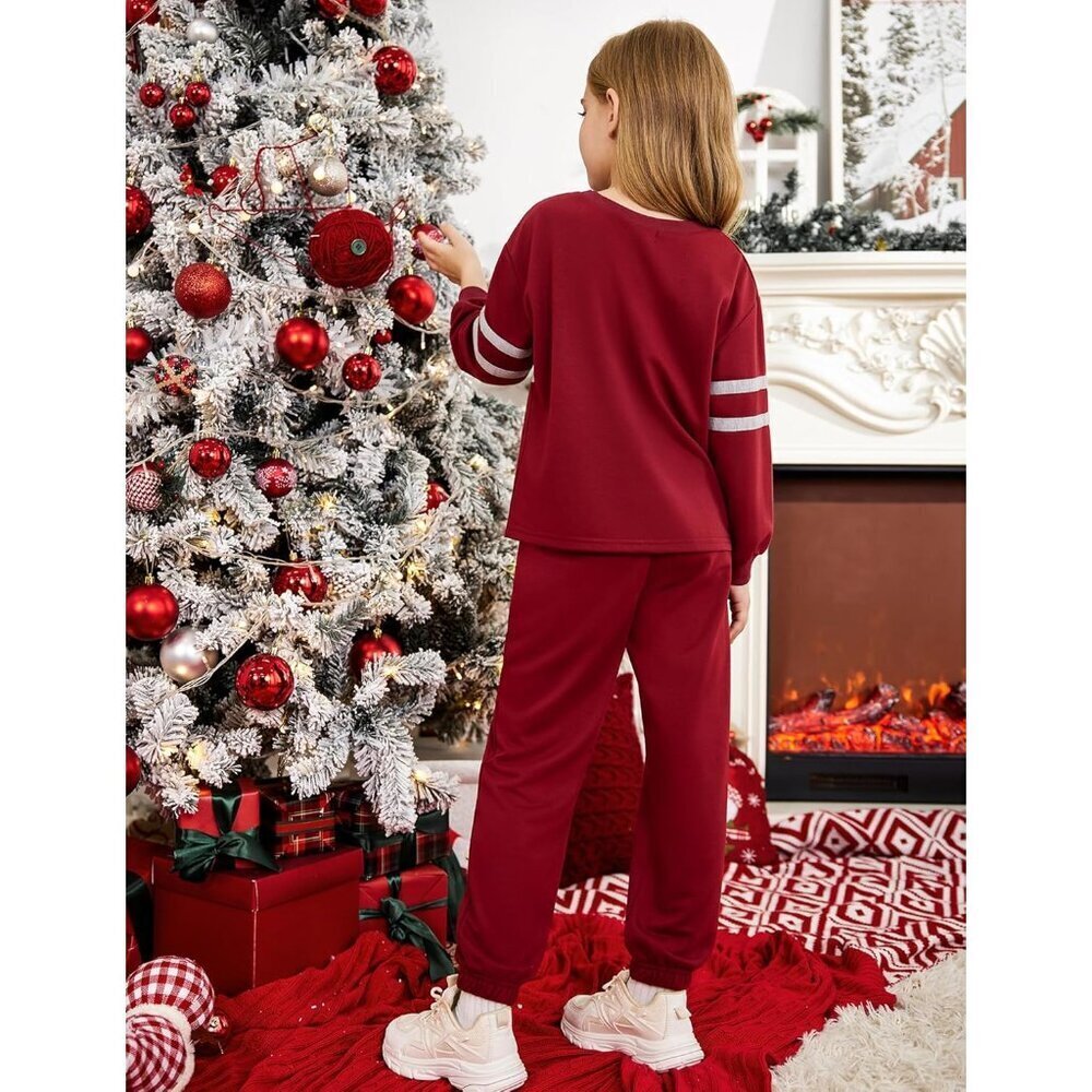 Girls' Clothing Sets Sweatsuits Long Sleeve Color Block Pullover Sweatshirts and - Picture 4 of 8